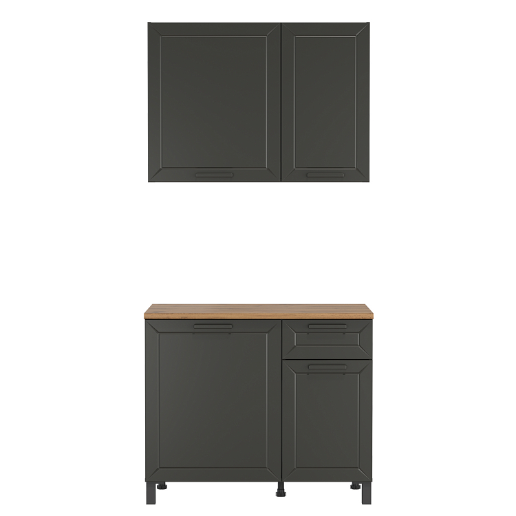 Шкаф Мадрид (1000) диамант серый/столешница дуб вотан/ДВПО белый/ПВХ графит